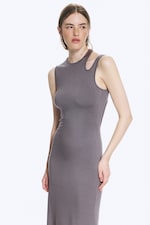 Dusty Purple Grey - Cutout Maxi Dress - 2