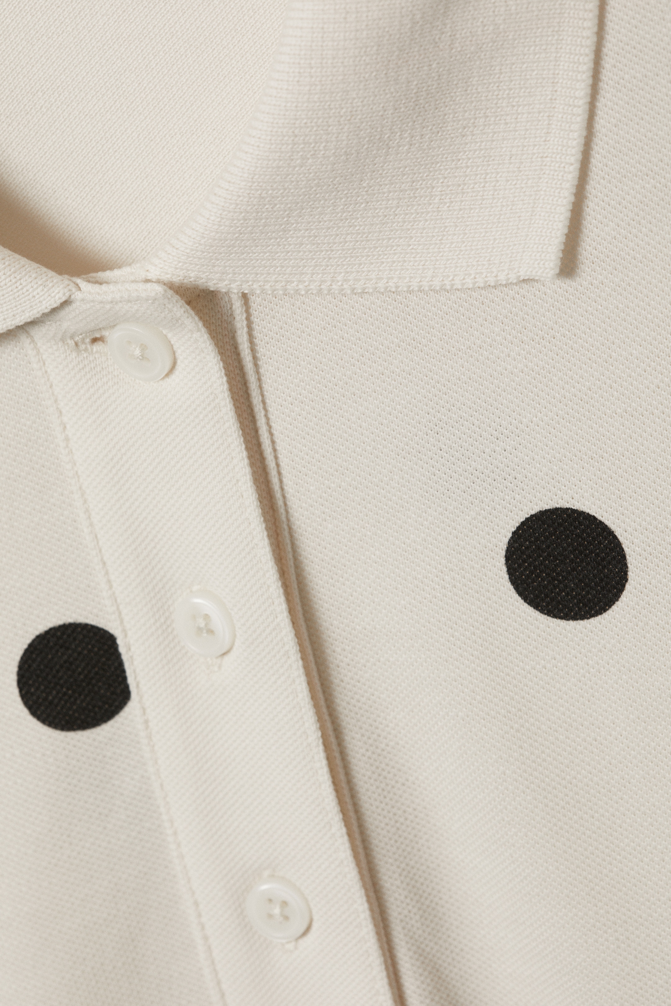Grösseres Bild ansehen: Langärmliges Poloshirt aus Baumwolle - Weiß - Schwarze Punkte - DAMEN | H&M CH 5