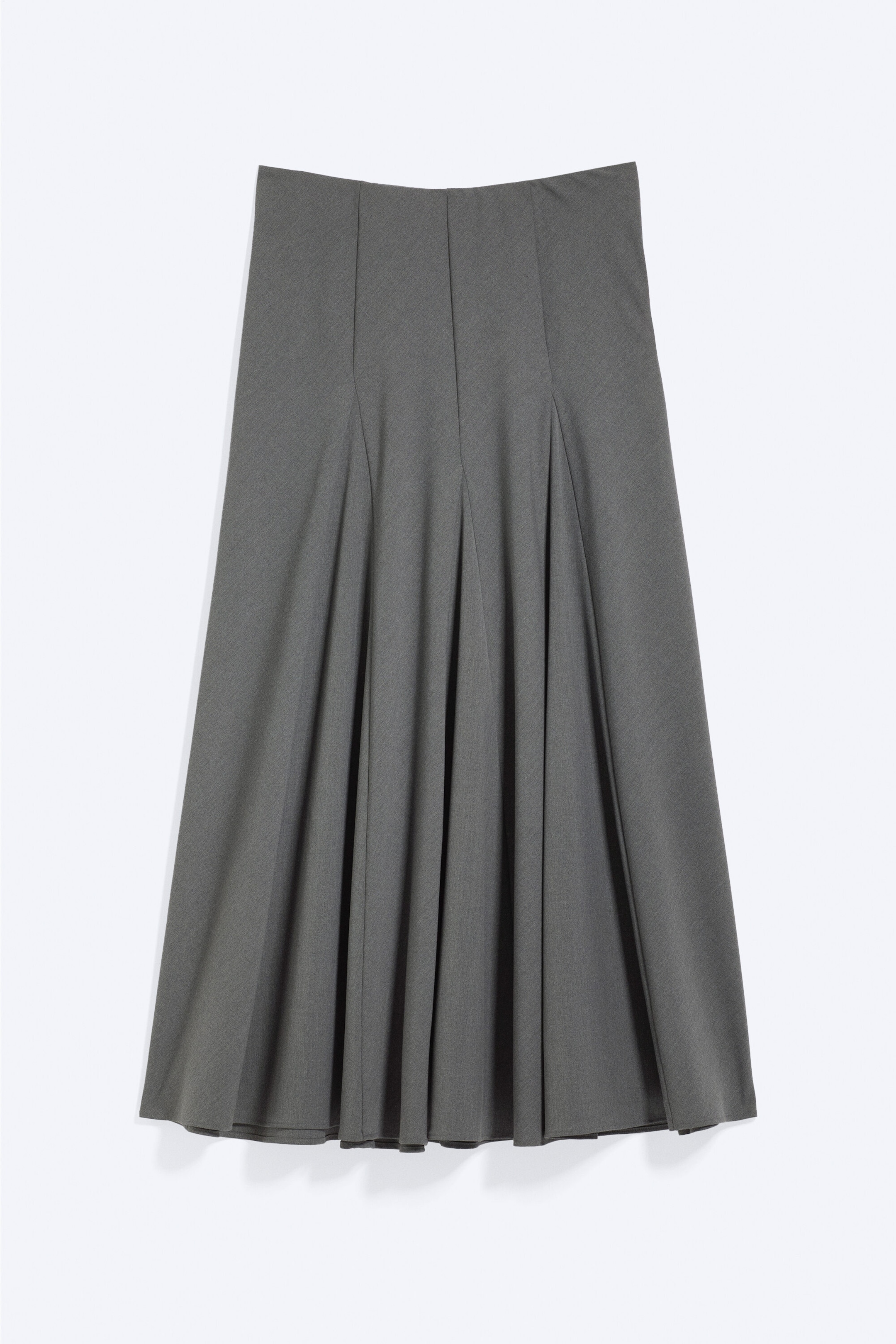 Dark Grey Melange - Mid Rise Panelled Maxi Skirt - 0