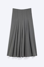 Dark Grey Melange - Mid Rise Panelled Maxi Skirt - 0