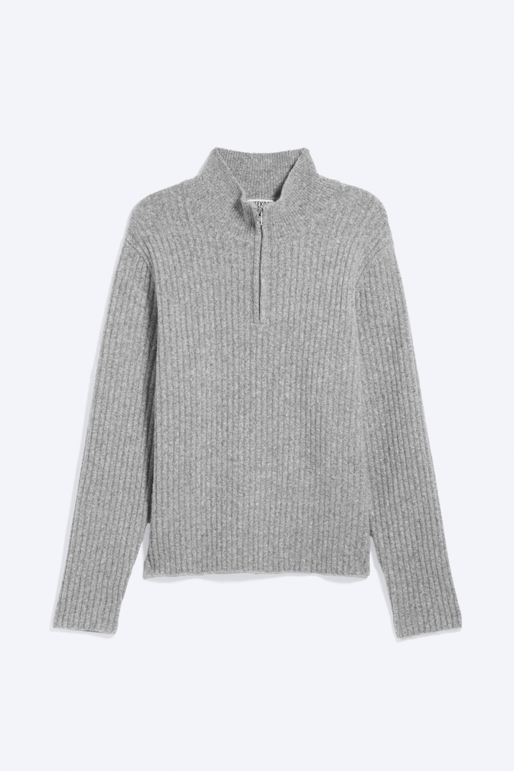 Gris - Pull demi-zip en laine mélangée - 4