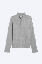 Gris - Pull demi-zip en laine mélangée - 4