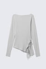 Light Grey - Asymmetric Long-Sleeved Cross Back Top - 3