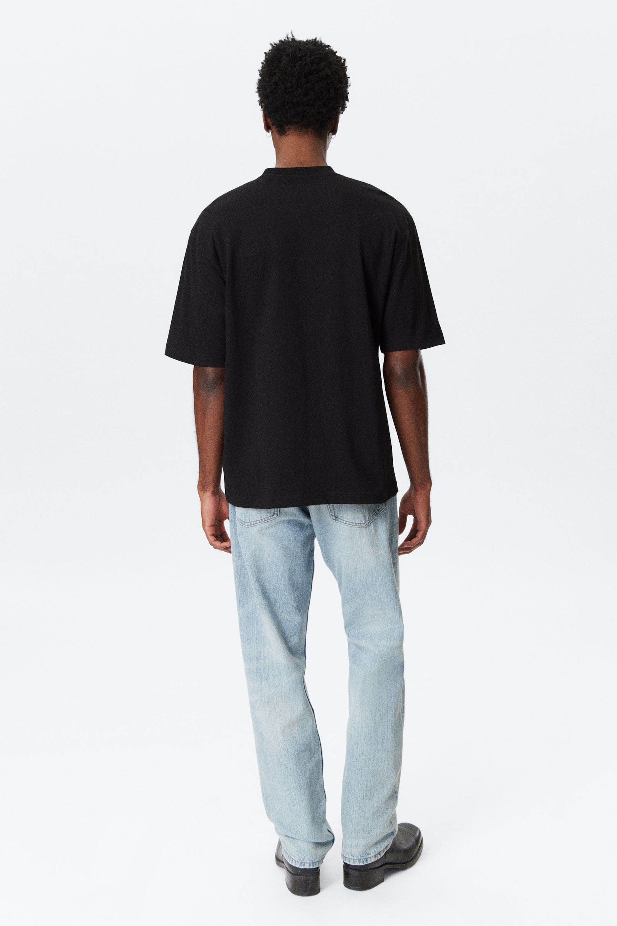 Black - Relaxed Fit Short-Sleeved Cotton T-shirt - 3