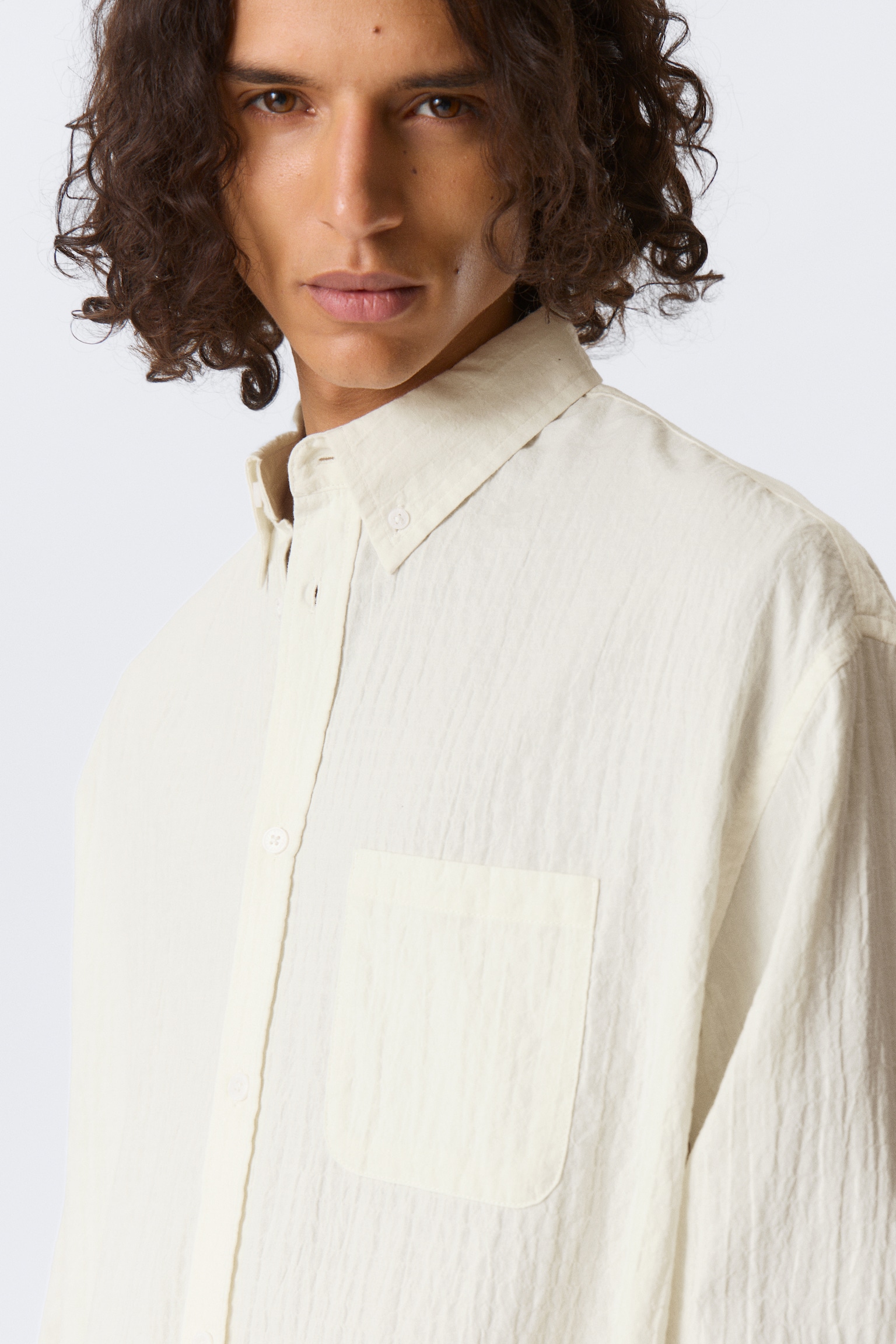 Chemise oversize en seersucker - Blanc cassé/Jaune clair - 6