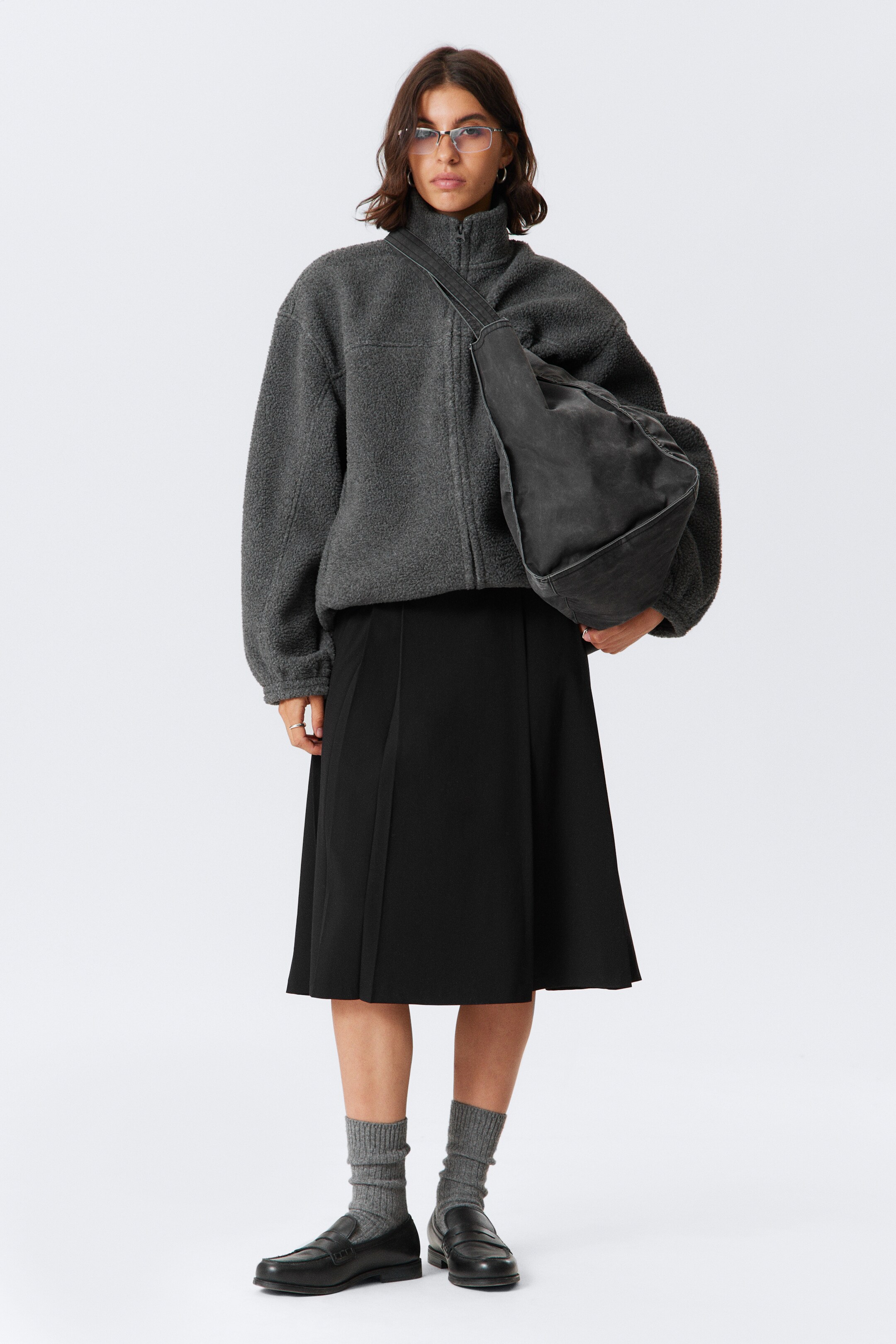 Vezi imaginea mai mare: Fleece Zip Jacket - Gri închis melanj - FEMEI | H&M RO 2