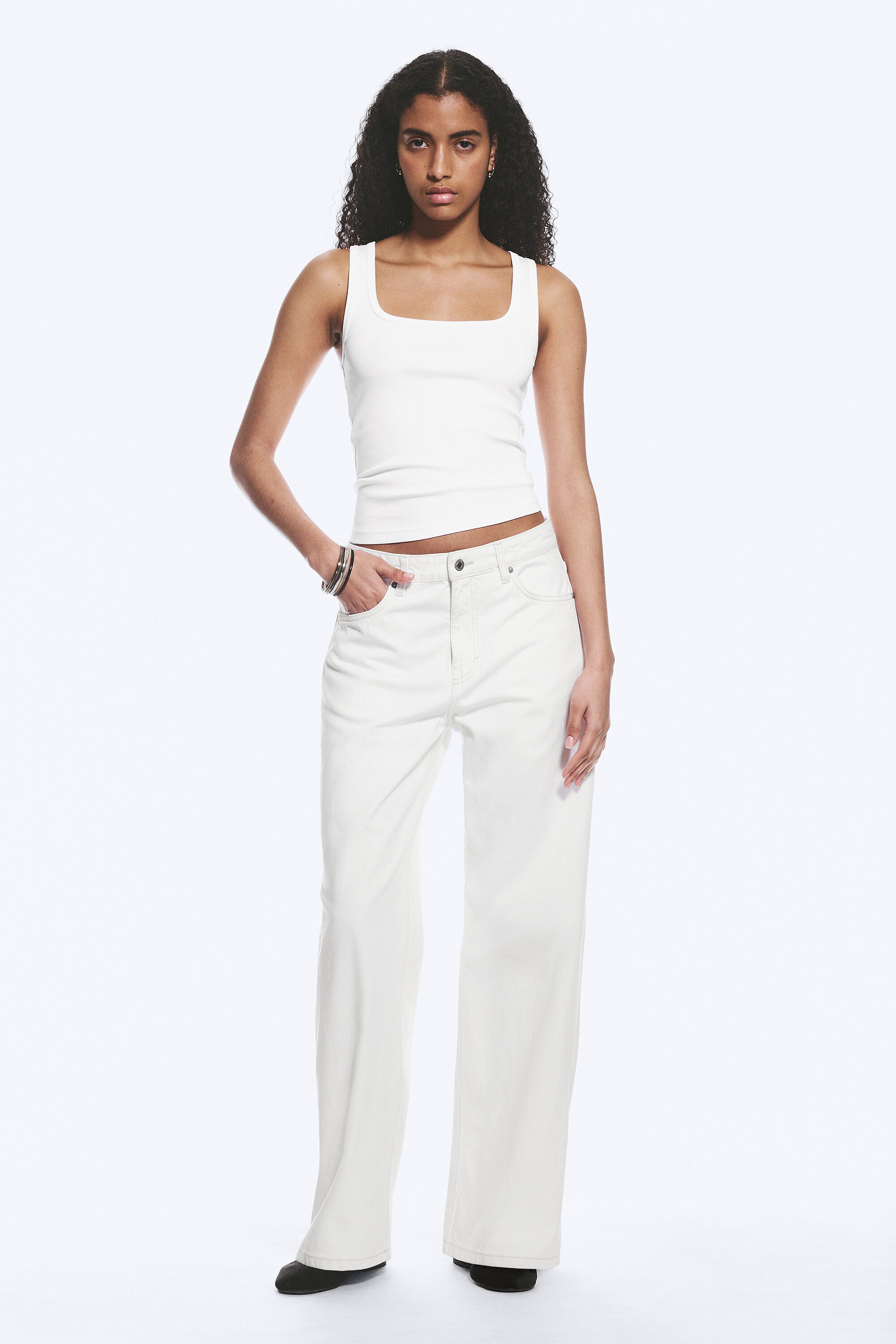 missy low rise loose straight jeans - Dirty White - White | Weekday EU