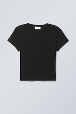 Schwarz - Körpernahes T-Shirt - 0