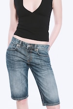 Blue Hymn - Medium Blue - Planet Slim Low Rise Denim Shorts - 1