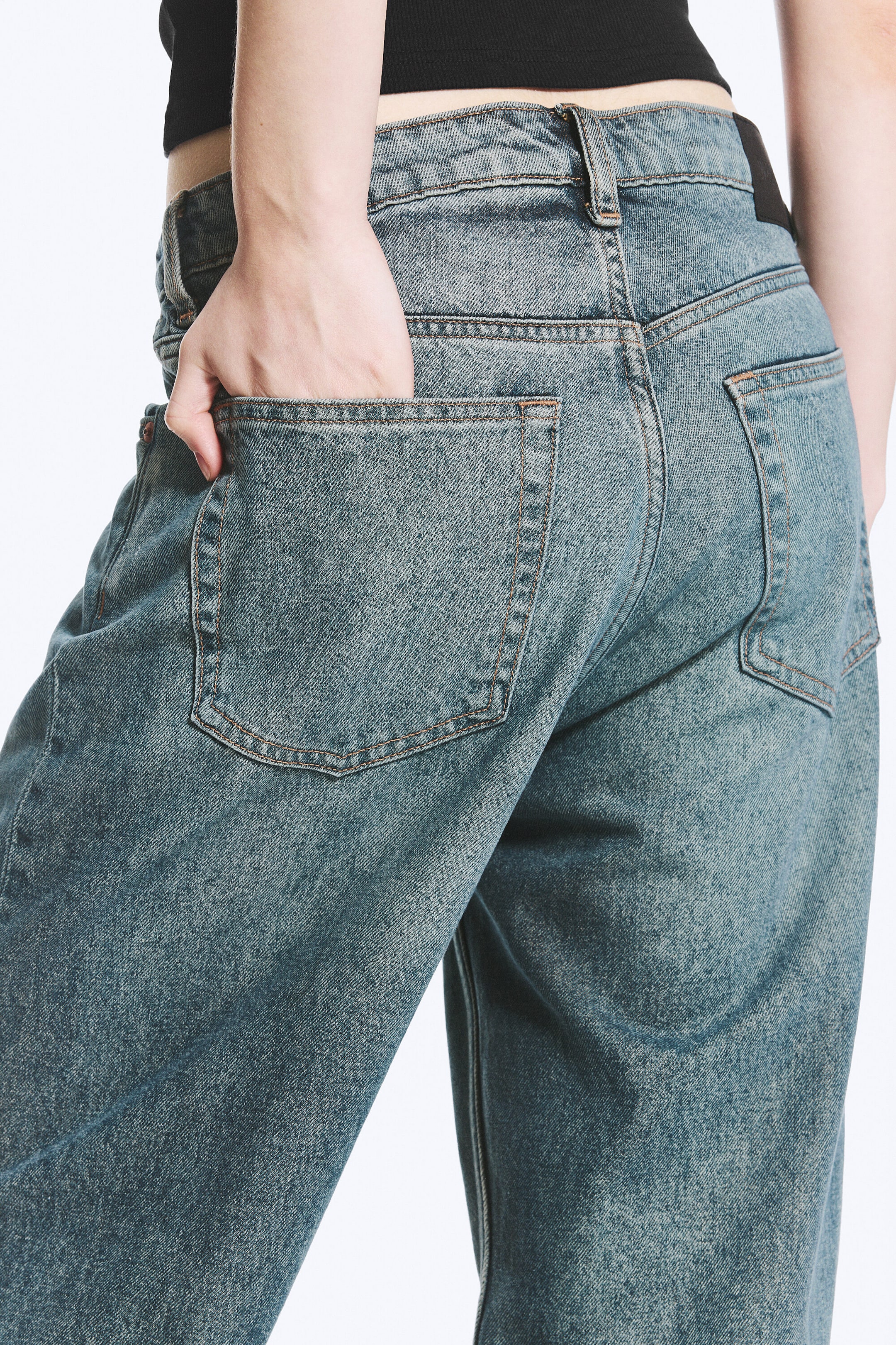 Grid Blue - Hellblau - Missy Low Waist Loose Straight Jeans - 4