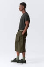 Dunkles Khakigrün - Lockere Utility-Shorts aus Baumwoll-Twill - 3