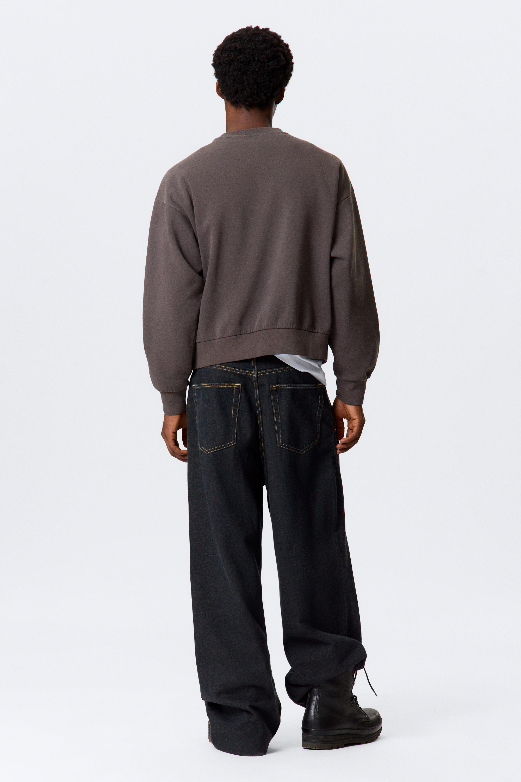 Marron foncé délavé - Sweat ample - 3