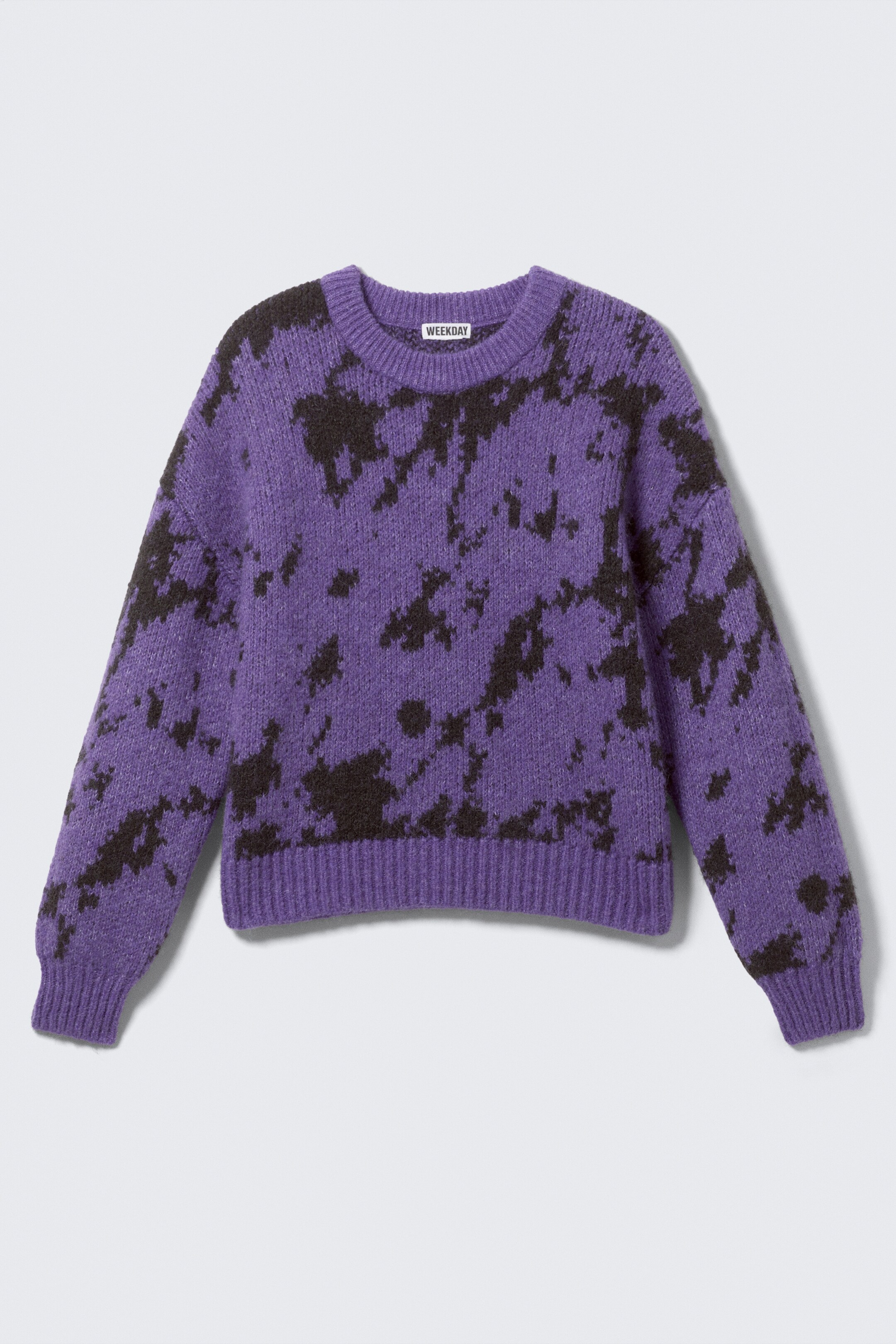 Προβολή μεγαλύτερης εικόνας: Πλεκτό πουλόβερ από μείγμα μαλλιού με χαλαρή γραμμή - Μωβ - Αφηρημένο Μαύρο - Men | H&M GR 5