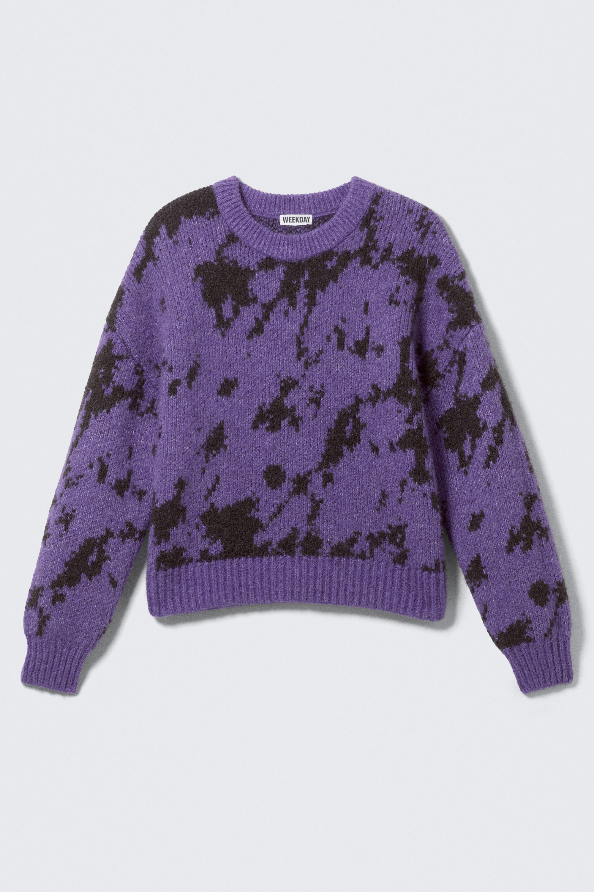 Purple - Abstract Black - Ruimvallende trui van wolmix met grafische print - 1