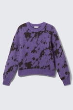 Purple - Abstract Black - Ruimvallende trui van wolmix met grafische print - 4