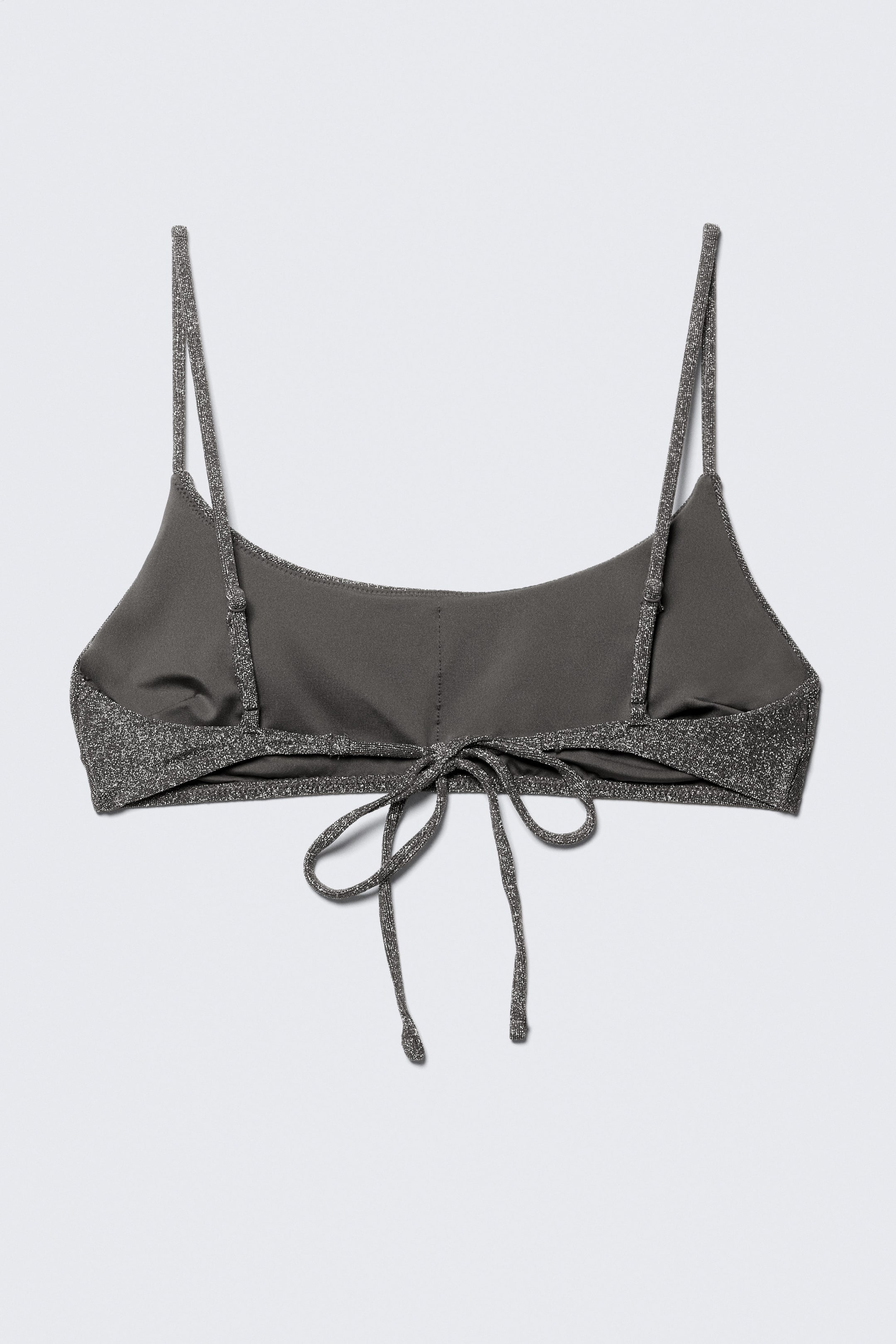 Grey - Glitter - Tie-Back Glitter Bikini Top - 4