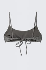 Grey - Glitter - Tie-Back Glitter Bikini Top - 4