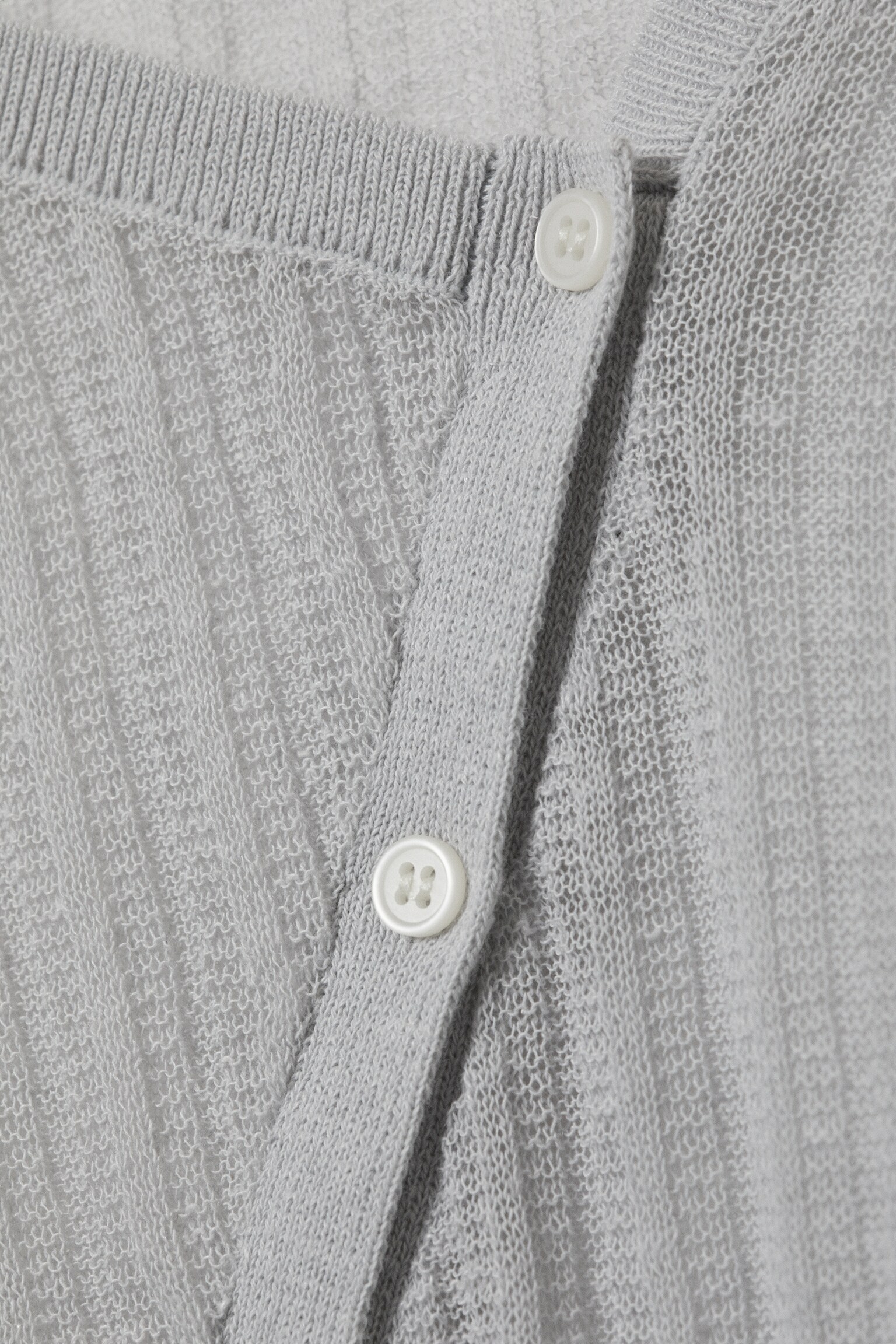 Asymmetrischer Cardigan aus Leinenmischung - Hellgrau/Schwarz - 3