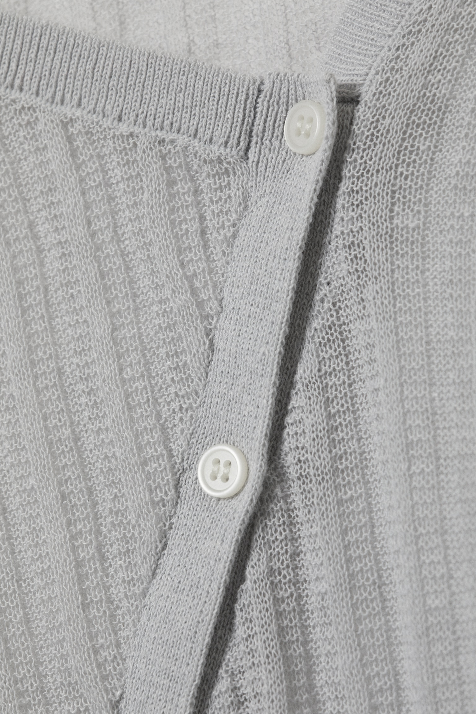 Asymmetric Linen Blend Cardigan - Light Grey/Black - 4