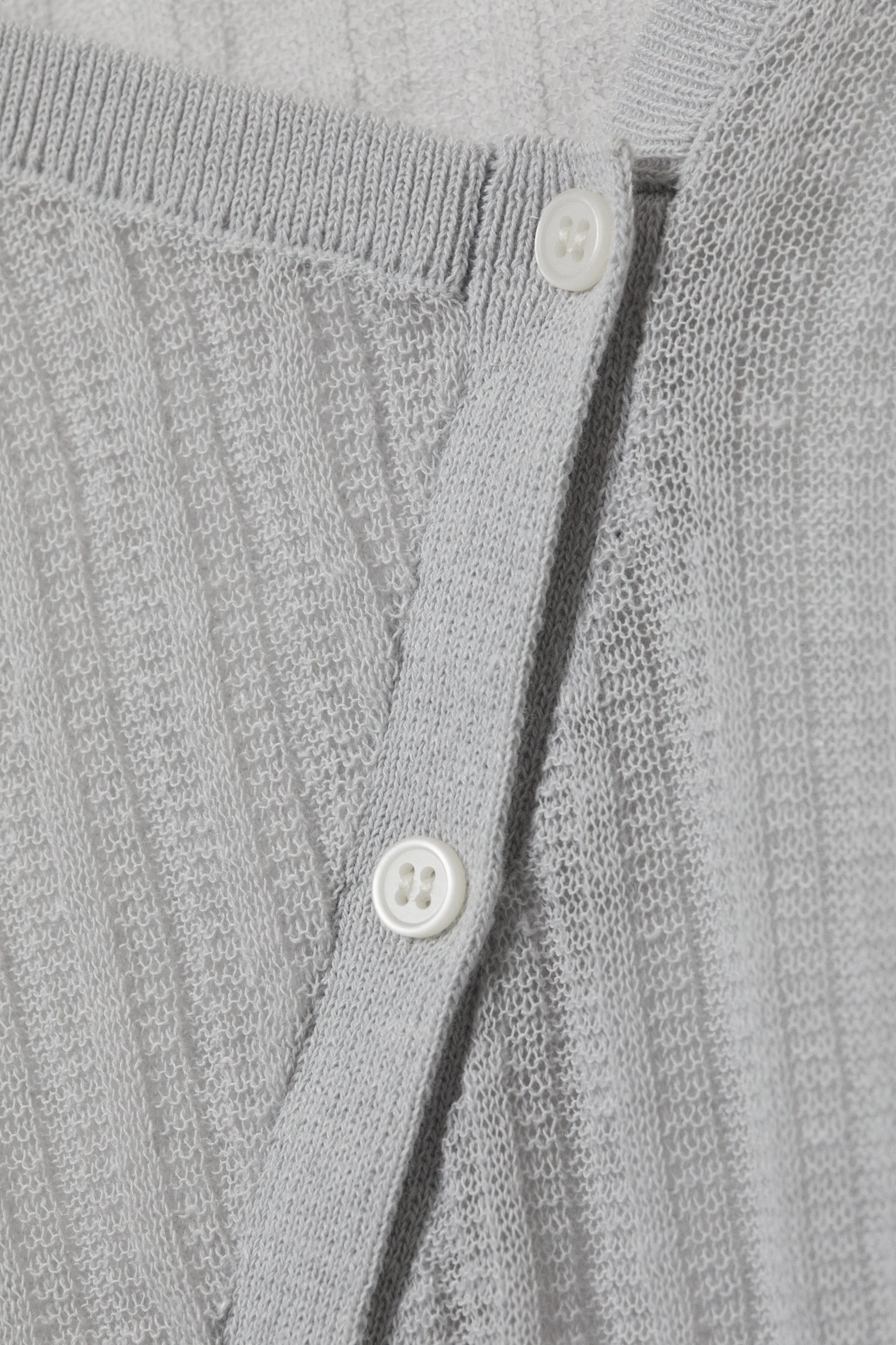 Light Grey - Asymmetric Linen Blend Cardigan - 2