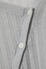 Light Grey - Asymmetric Linen Blend Cardigan - 1
