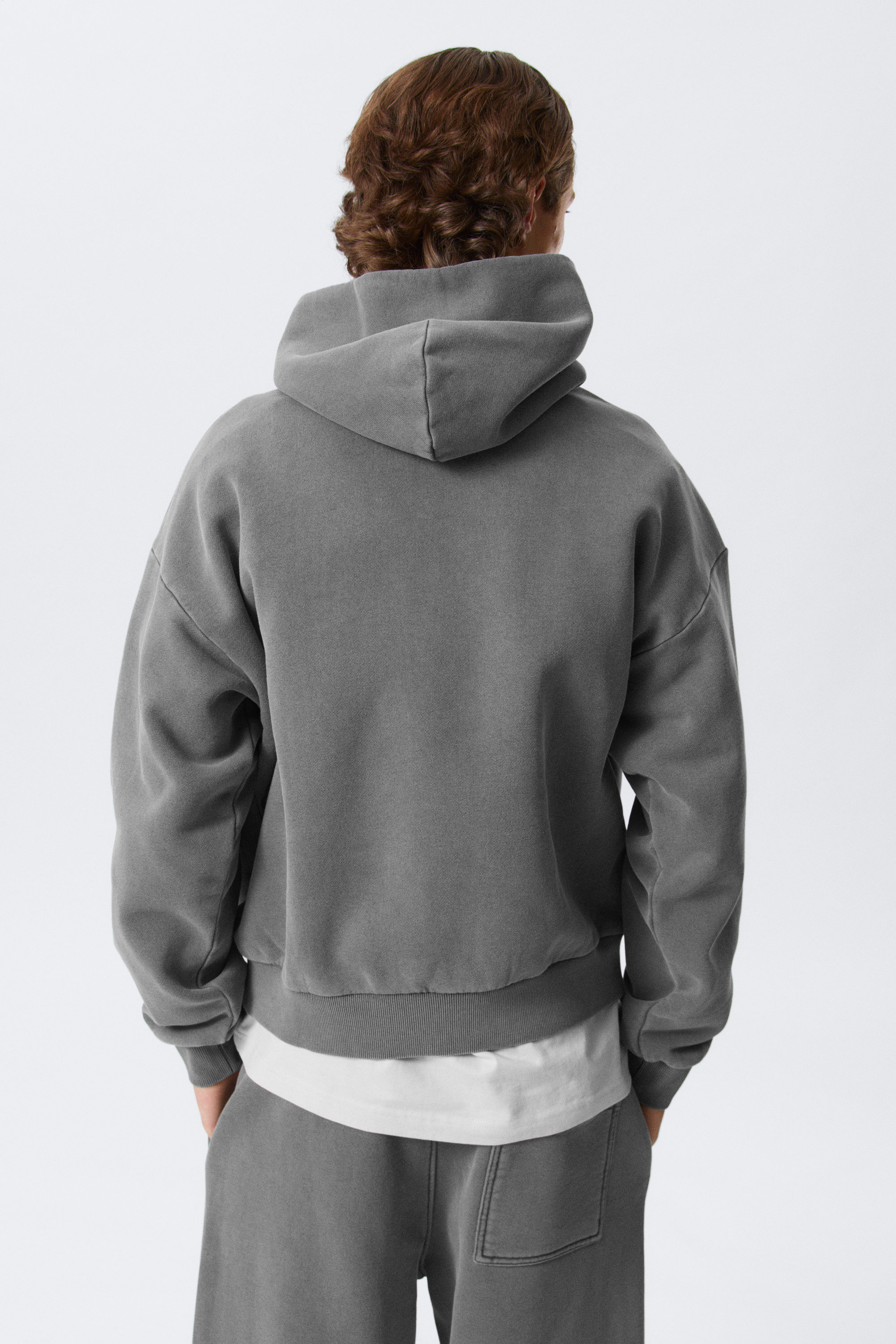Washed Dark Grey - Loose Heavyweight Cotton Terry Hoodie - 2