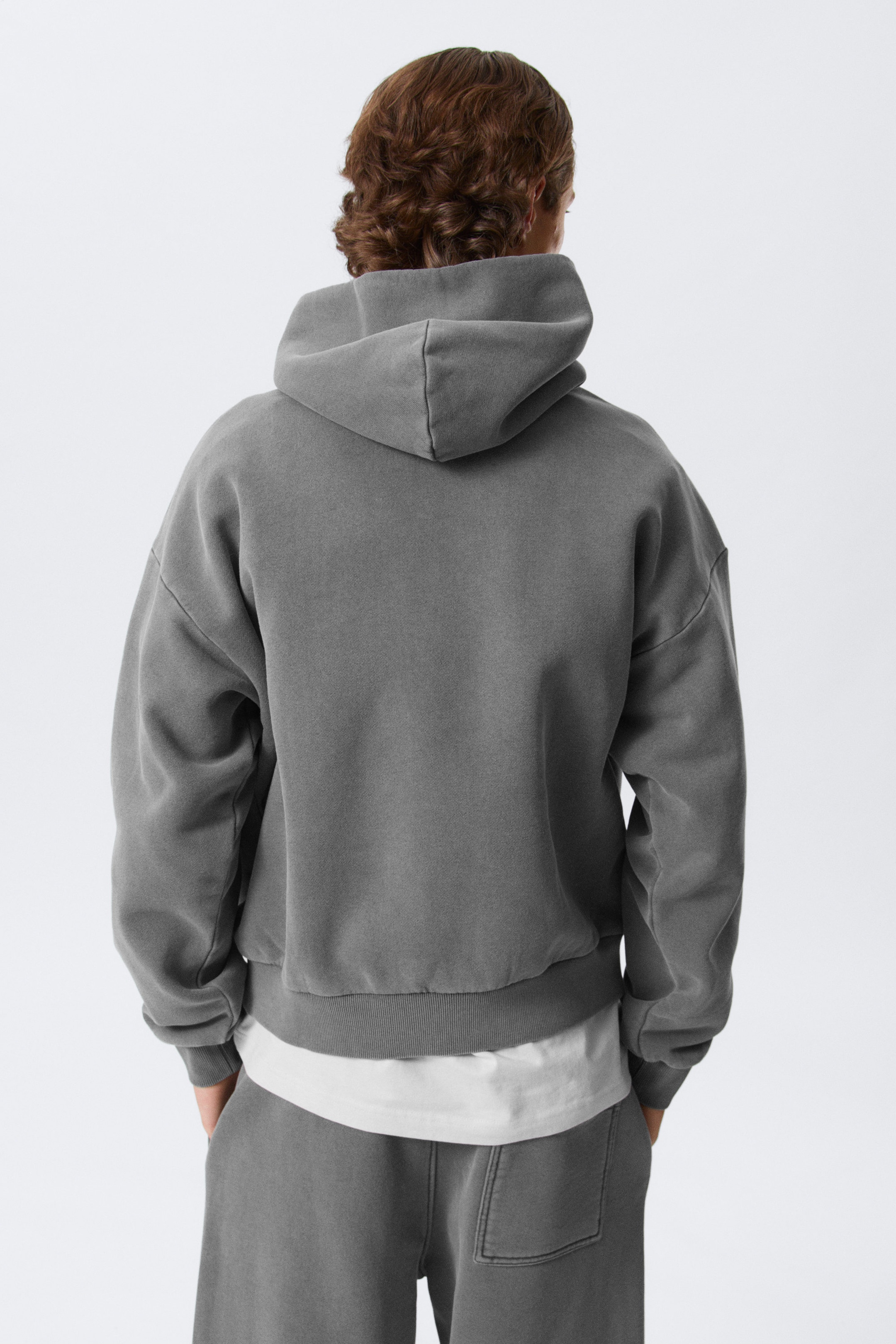 Washed Dark Grey - Loose Heavyweight Cotton Hoodie - 2