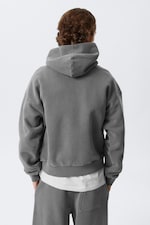 Washed Dark Grey - Loose Heavyweight Cotton Hoodie - 2