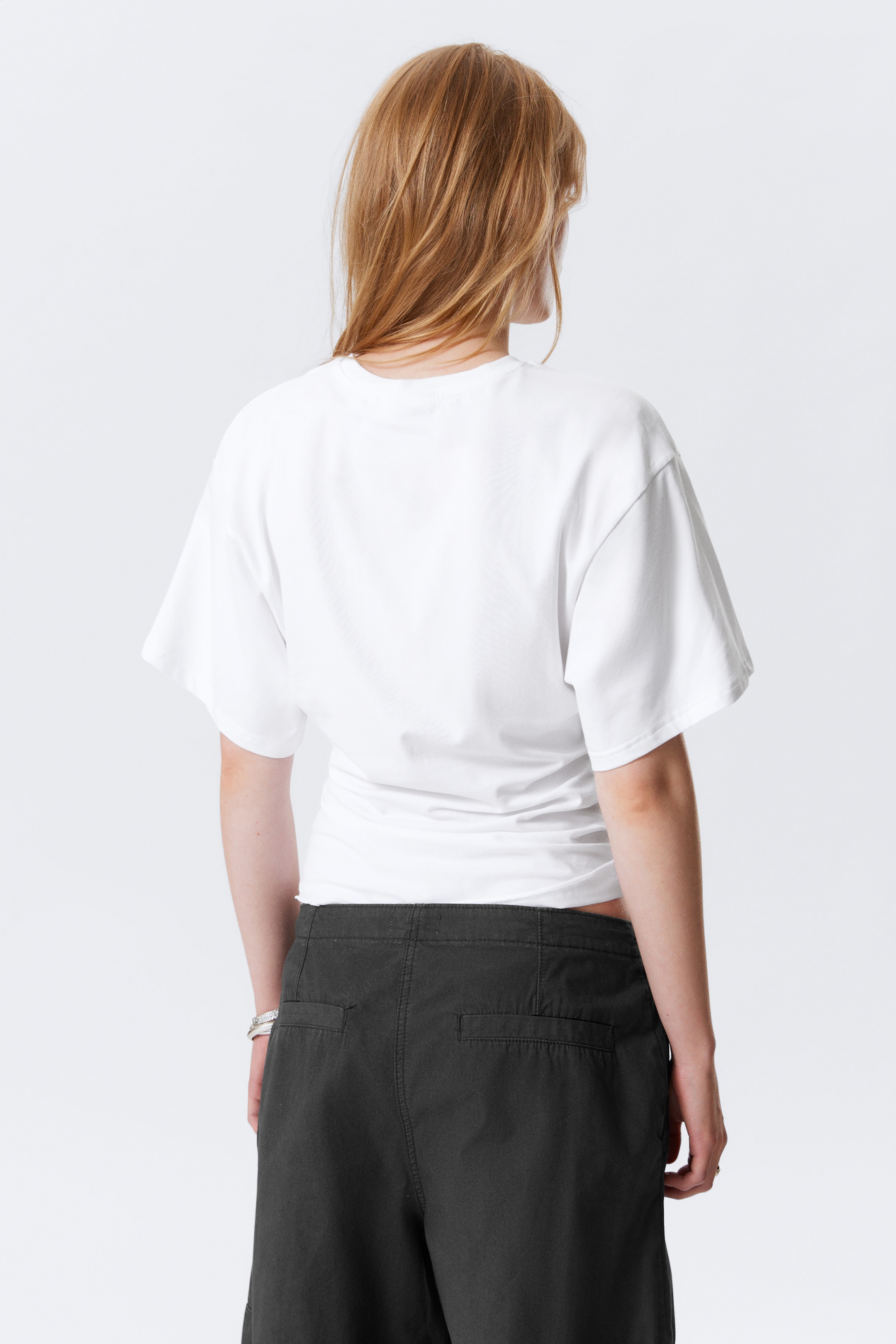 View larger image: DRAPED FITTED T-SHIRT - White - Ladies | H&M GB 5