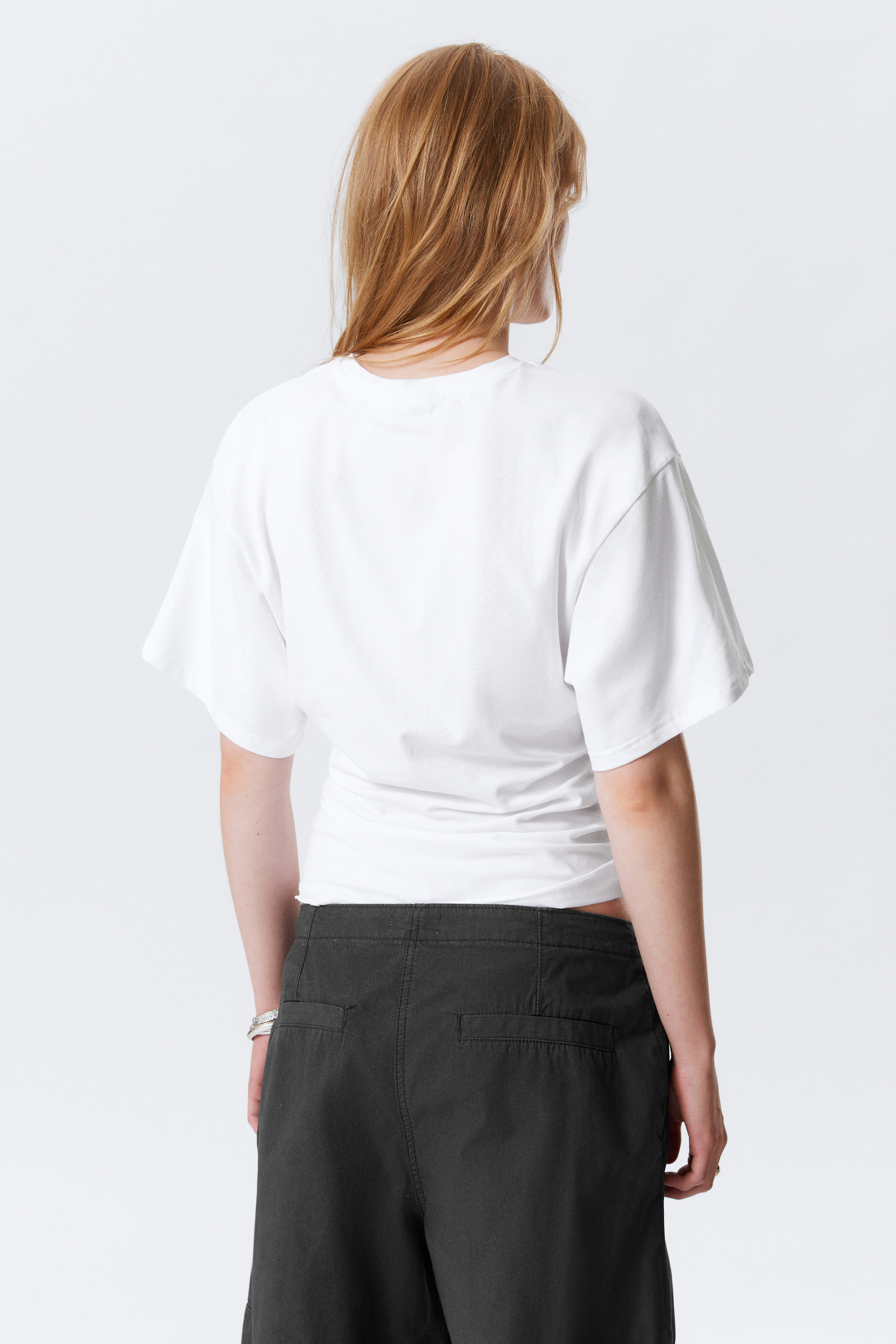 Blanc - T-SHIRT AJUSTÉ DRAPÉ - 4