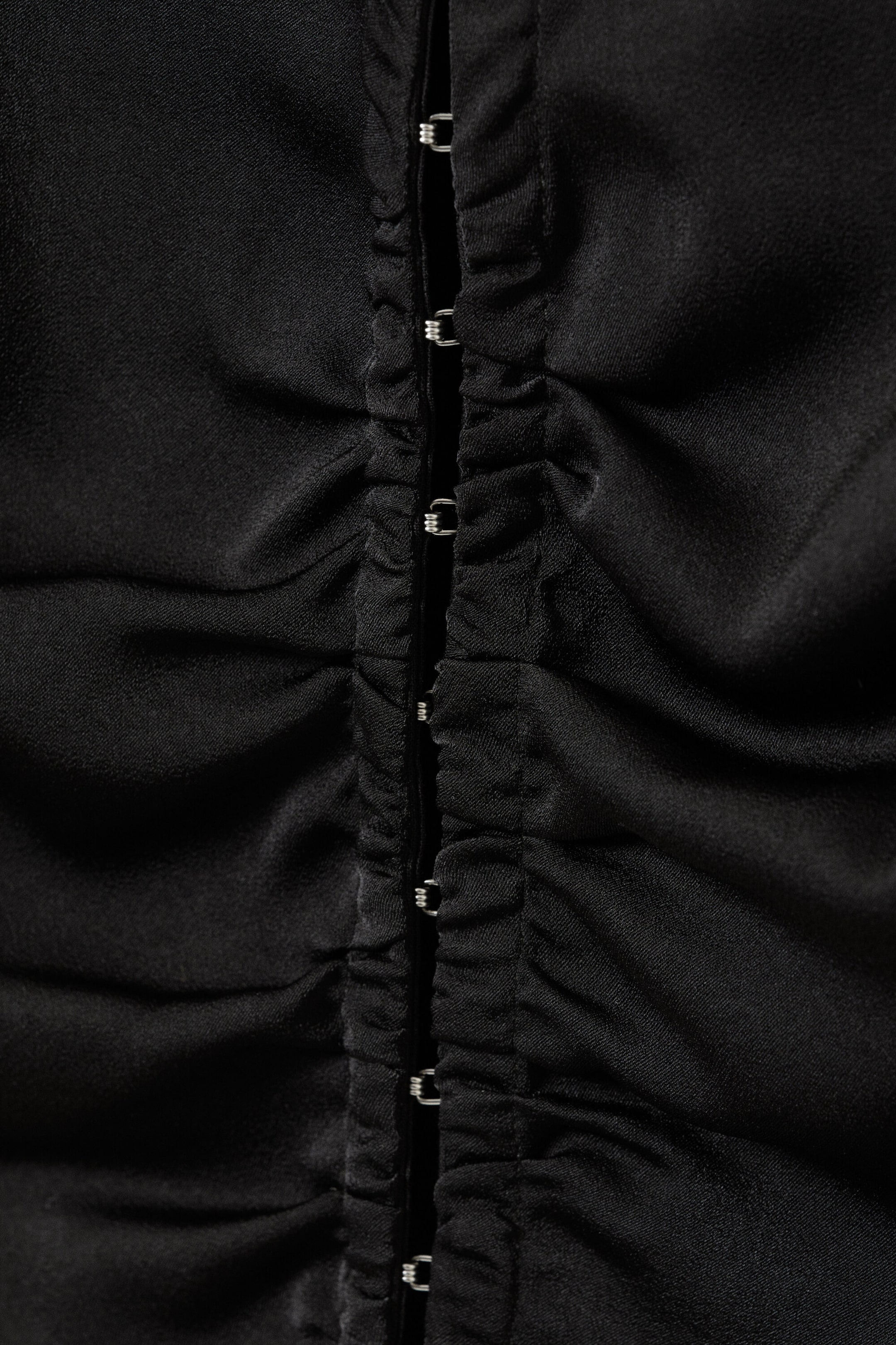Black - Long-Sleeved Fitted Satin Shirt - 2