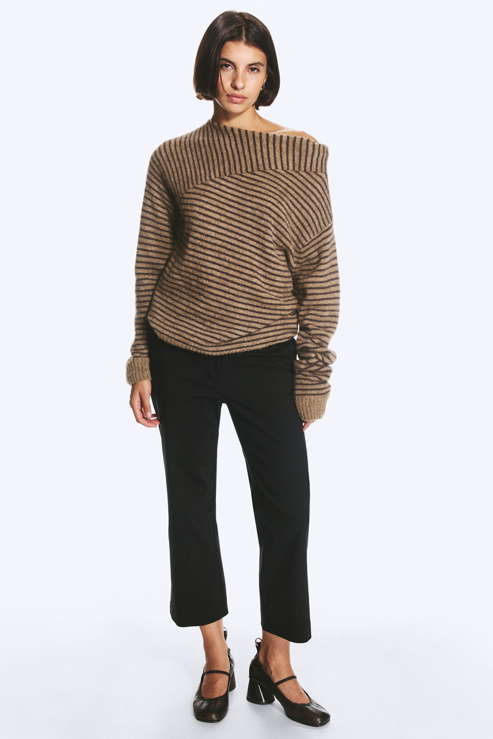 Alpaca blend jumper with an asymmetric neckline