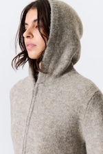 Dark Mole Melange - Knitted Wool-Blend Zip Hoodie - 1