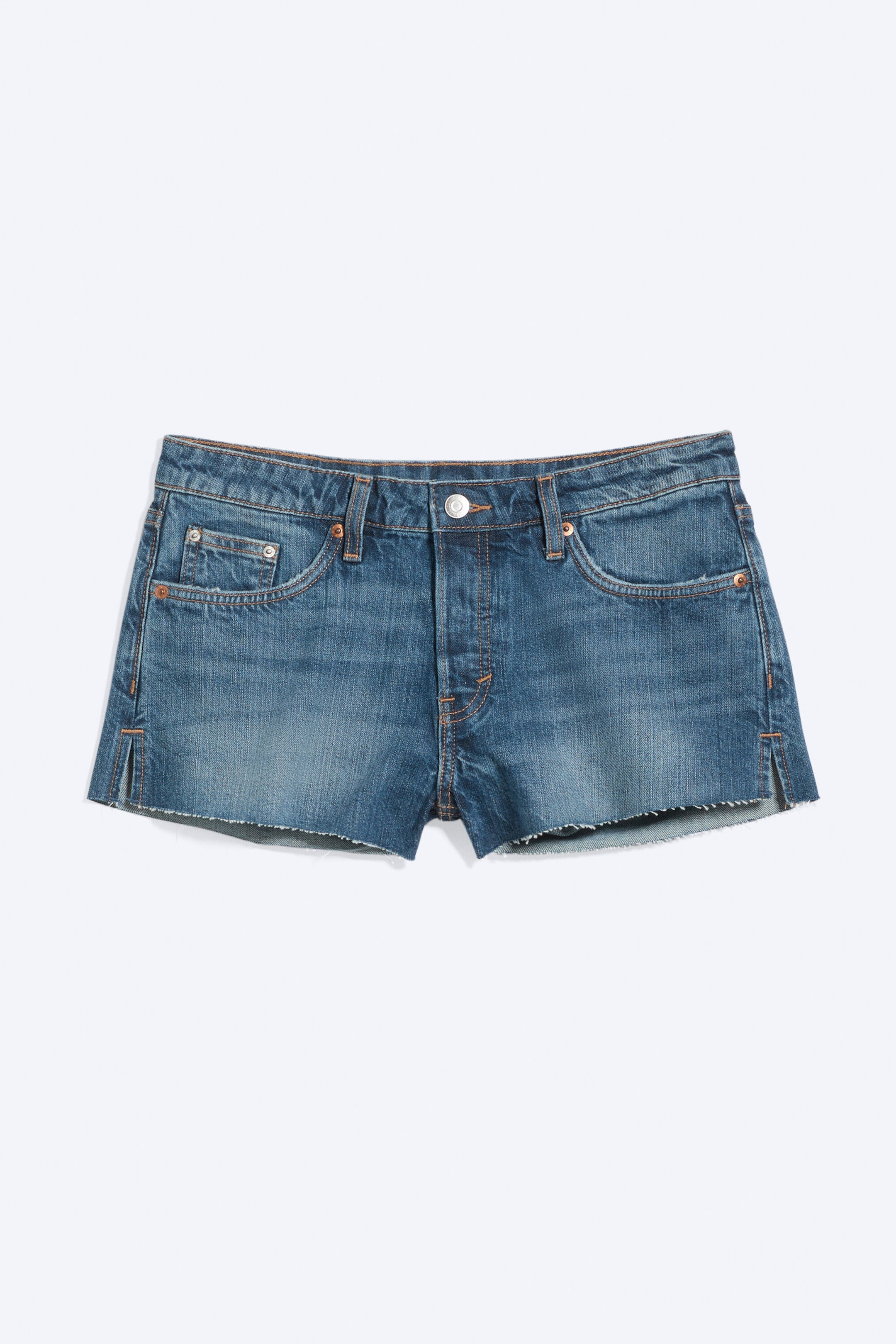 Radio Blue - Mittelblau - Bite Low Waist Mini Denim Shorts - 3