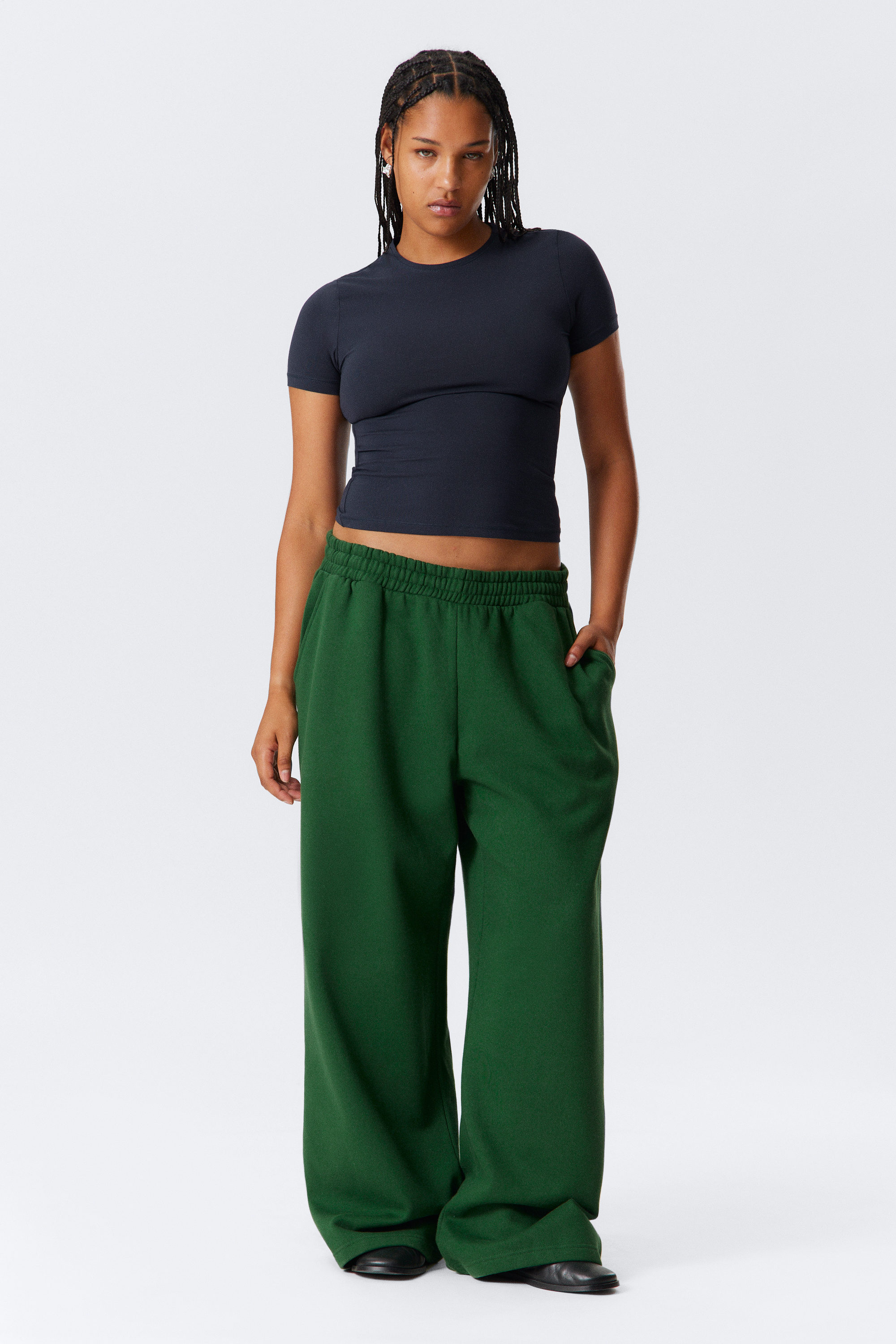 Dark Green - Loose Long Heavyweight Sweatpants - 1