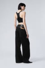 Tuned Black - Schwarz - Dual High Waisted Loose Wide Leg Jeans - 4