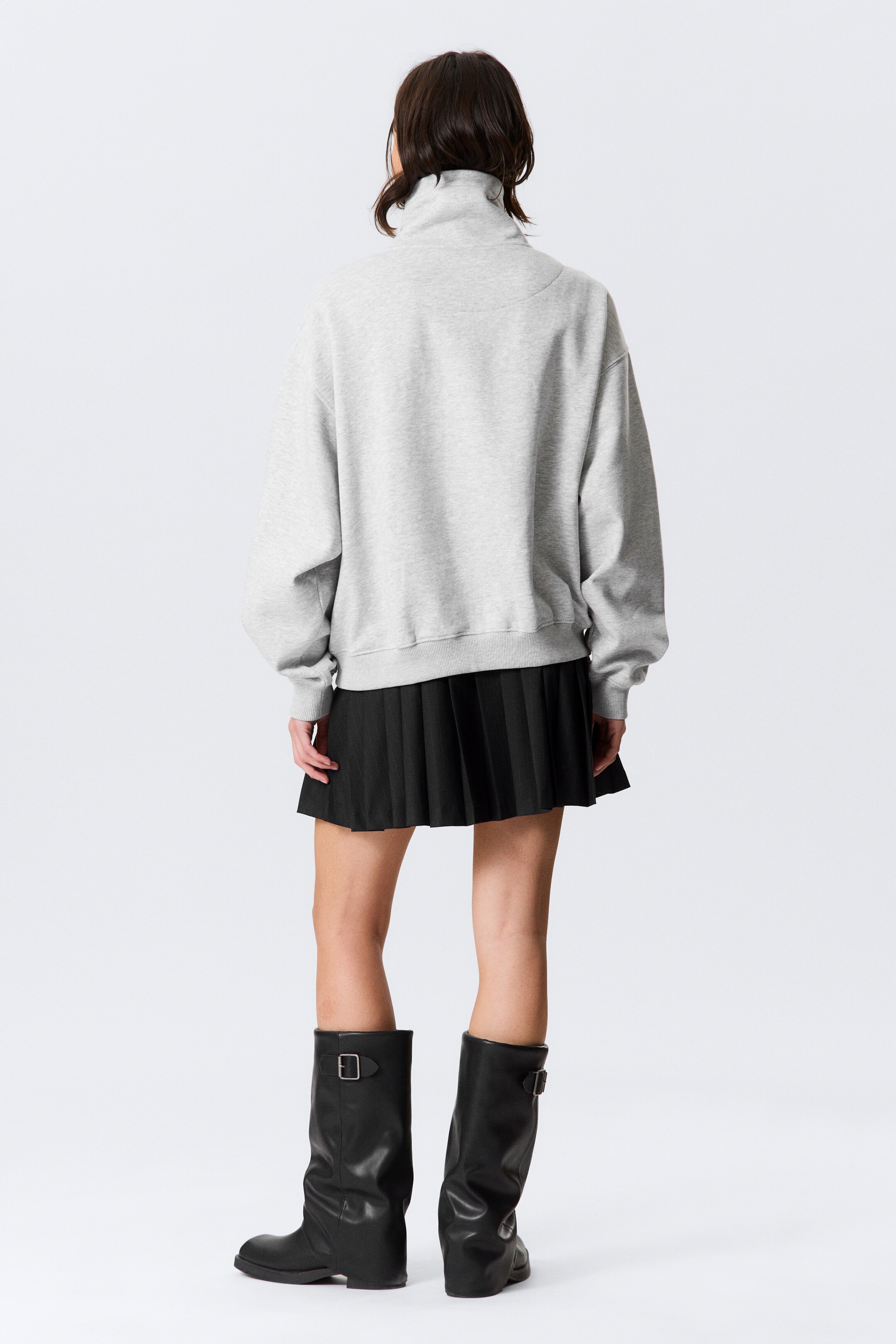 Ingrandisci l'immagine: Loose Funnel Neck Zip Cardigan - Grey Melange - DONNA | H&M CH 3