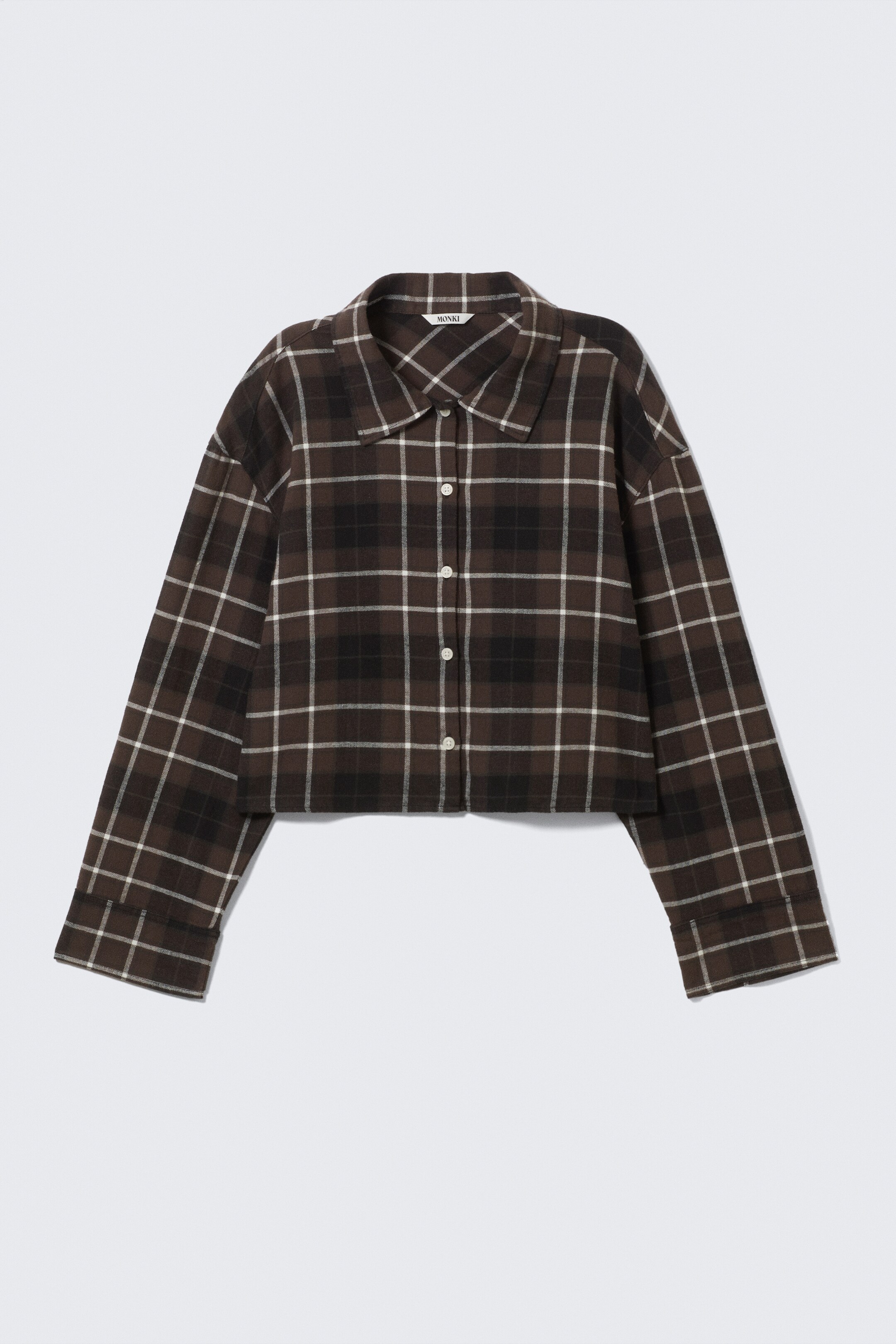 Ver imagem maior: Camisa de Flanela aos Quadrados Curta - Xadrez Castanho - SENHORA | H&M PT 4