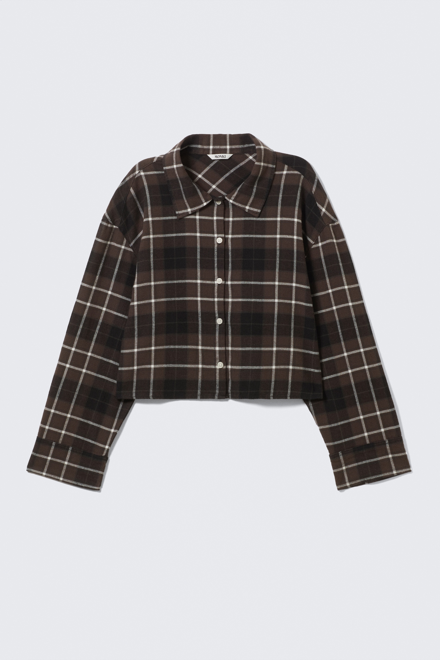 Cropped Flanellhemd - Braun kariert/Lila kariert - 2