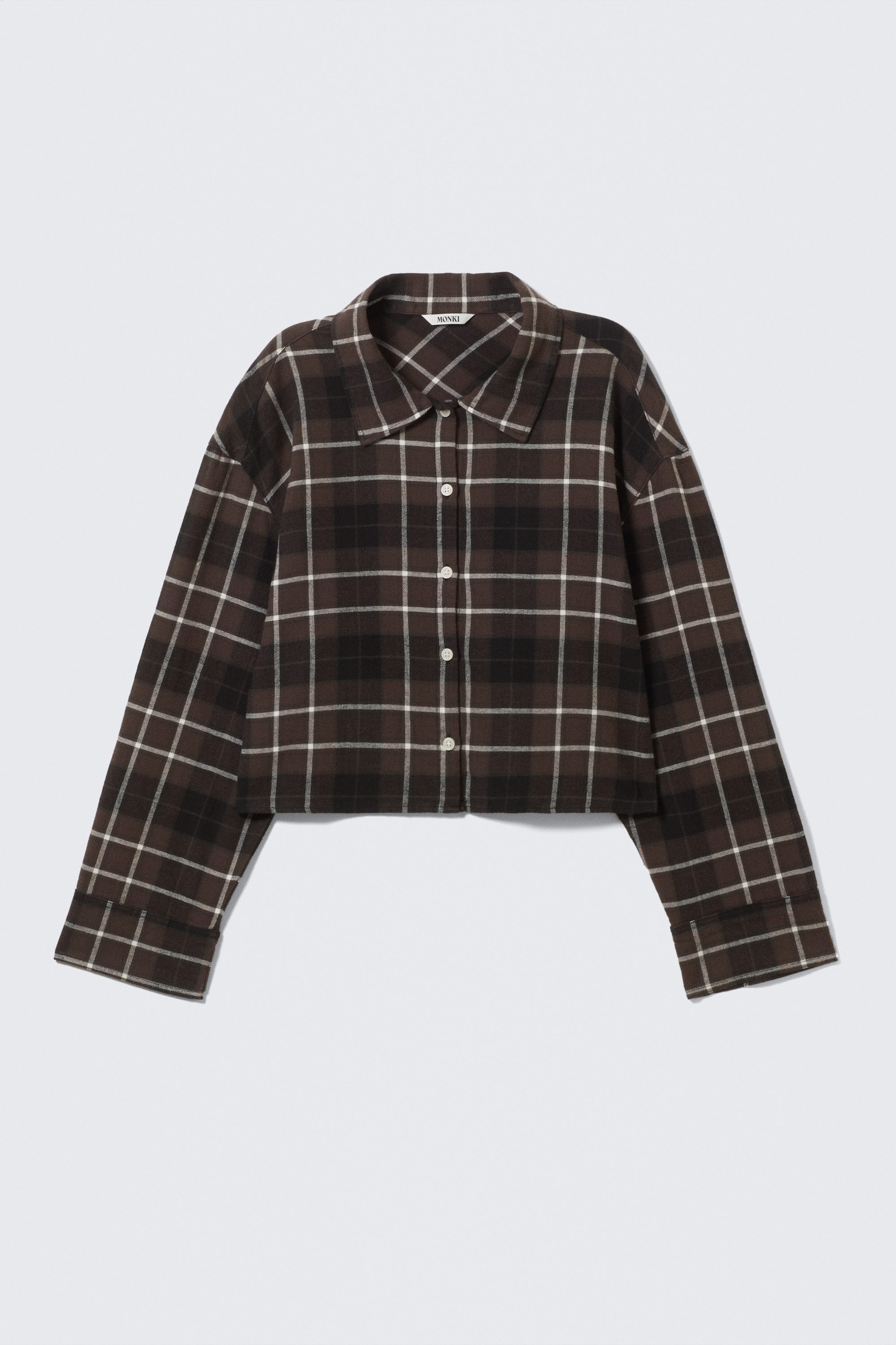 Checked Brown - Cropped geruit flanellen overhemd - 3