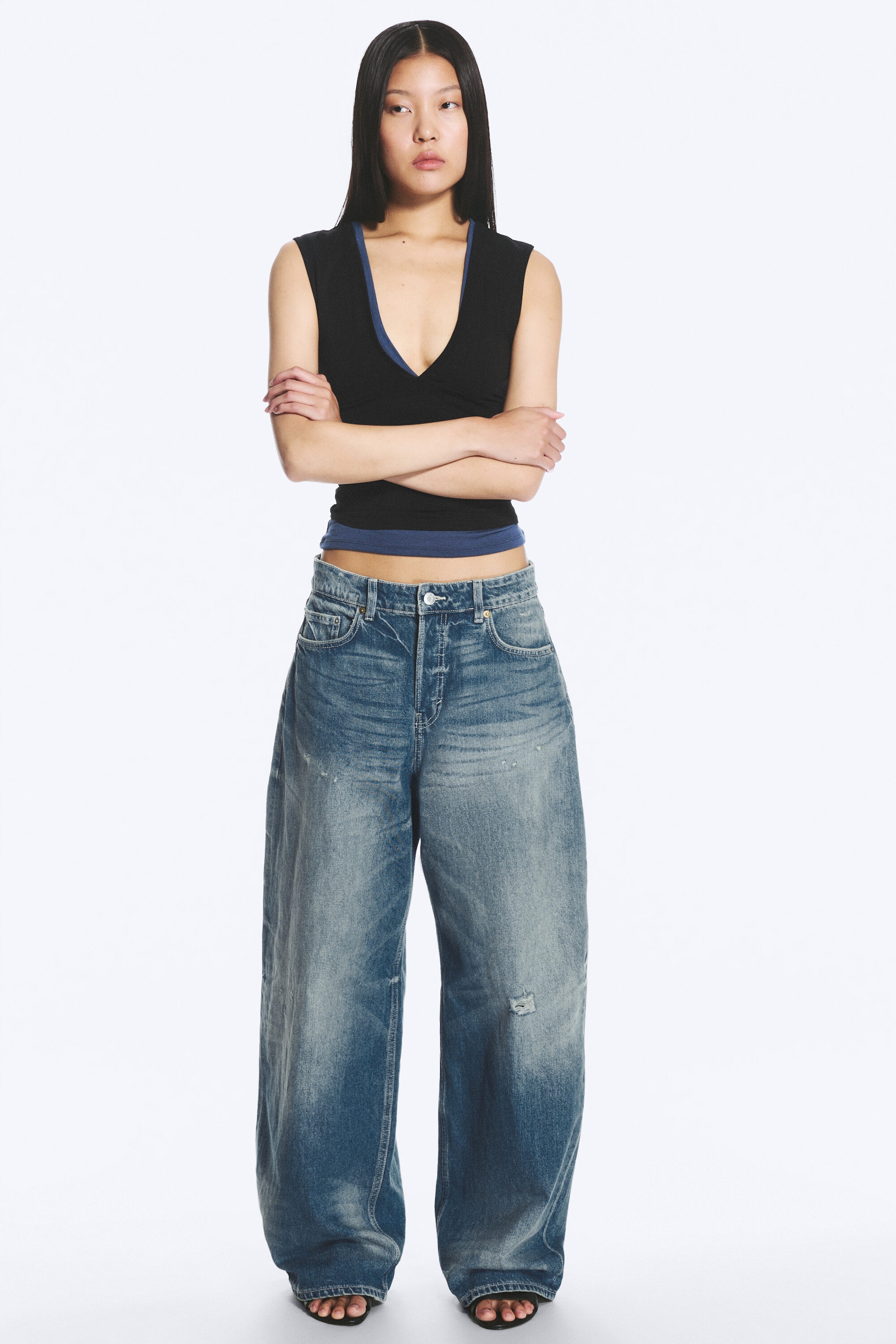Stirrup Blue - Bleu moyen - Andromeda jean baggy ample taille basse - 1