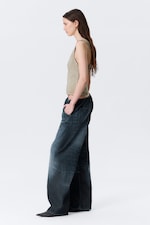 Mid Blue - Dark Blue - Low Rise Loose Fit Denim Joggers - 2