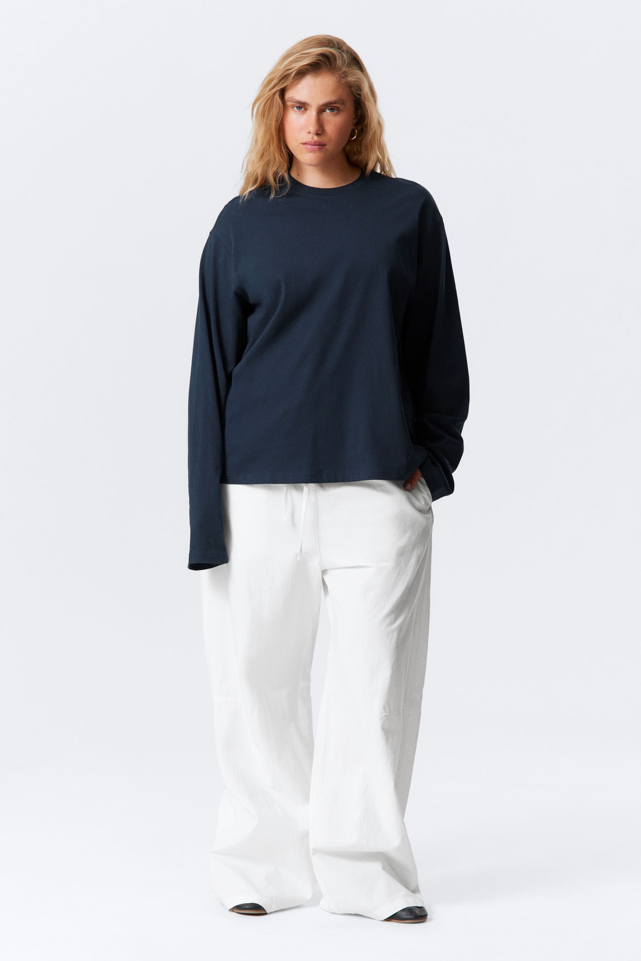 #3B3D4B - Boxy katoenen T-shirt met lange mouwen - 2