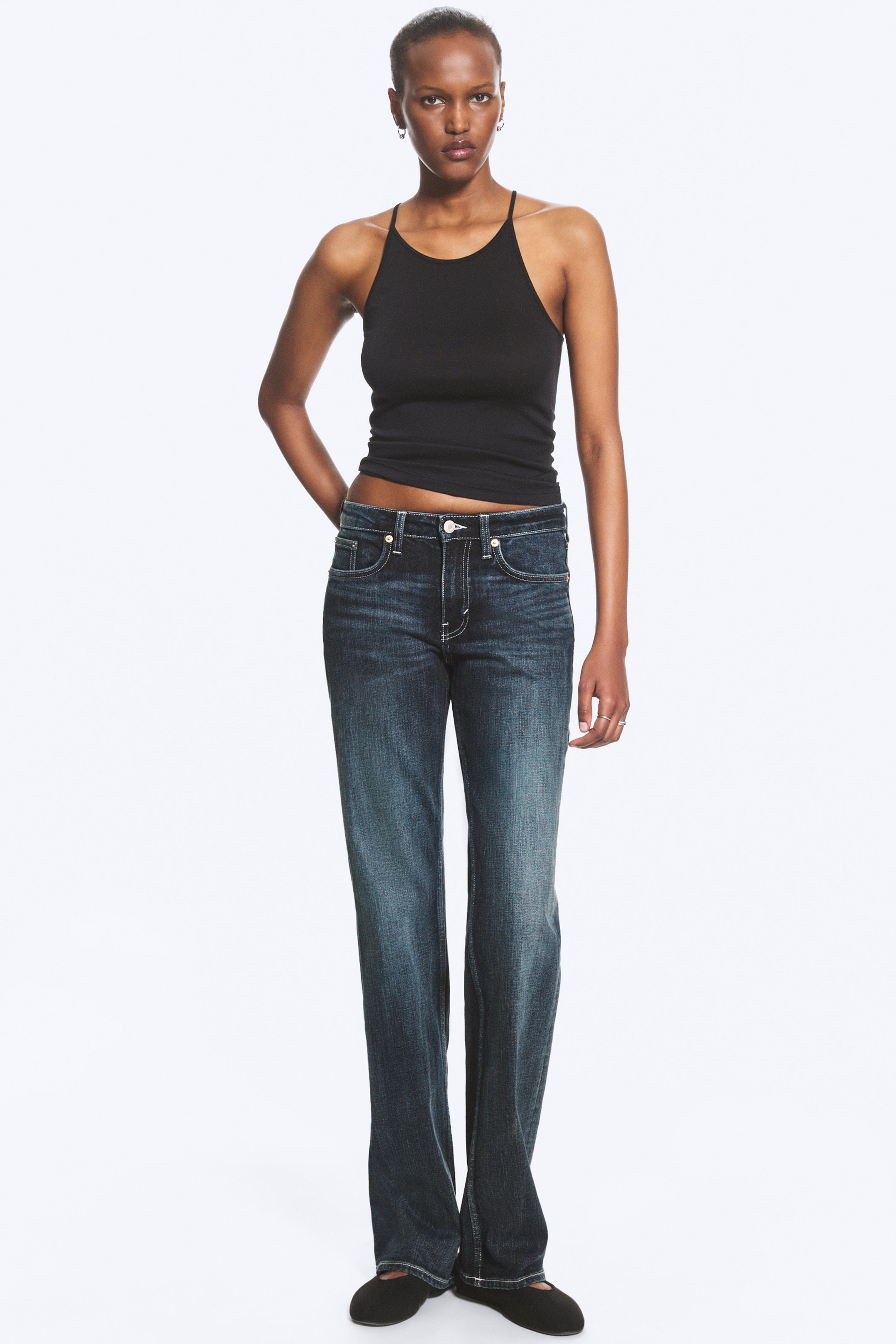 Grotere afbeelding bekijken: Tension Slim Bootcut Jeans met halfhoge taille - Deep Sea Blue - Dark Blue - DAMES | H&M BE 1
