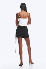 Black - Strappy Mini Wrap Skirt - 2