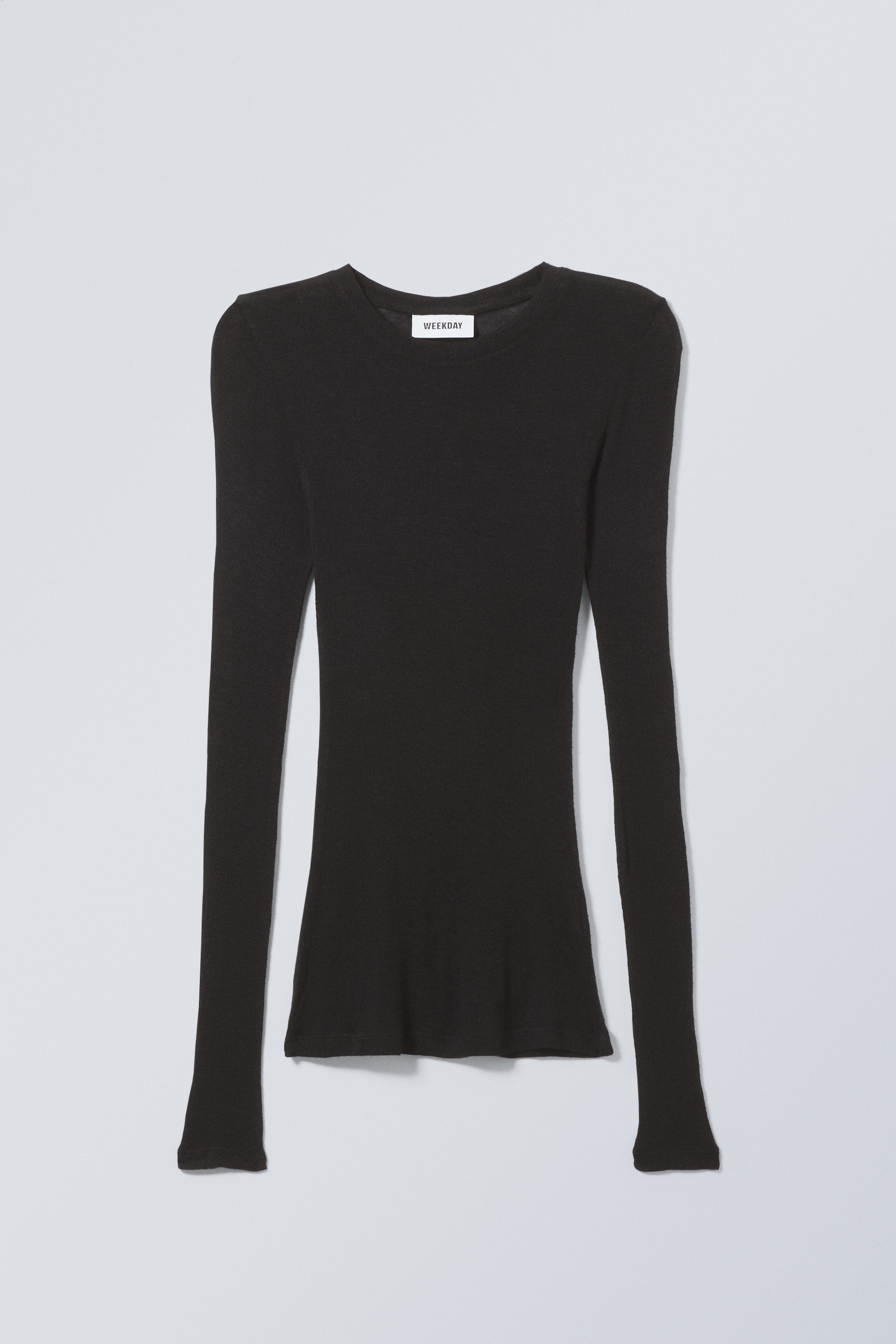 Black - Soft Sheer Long Sleeve Top - 0
