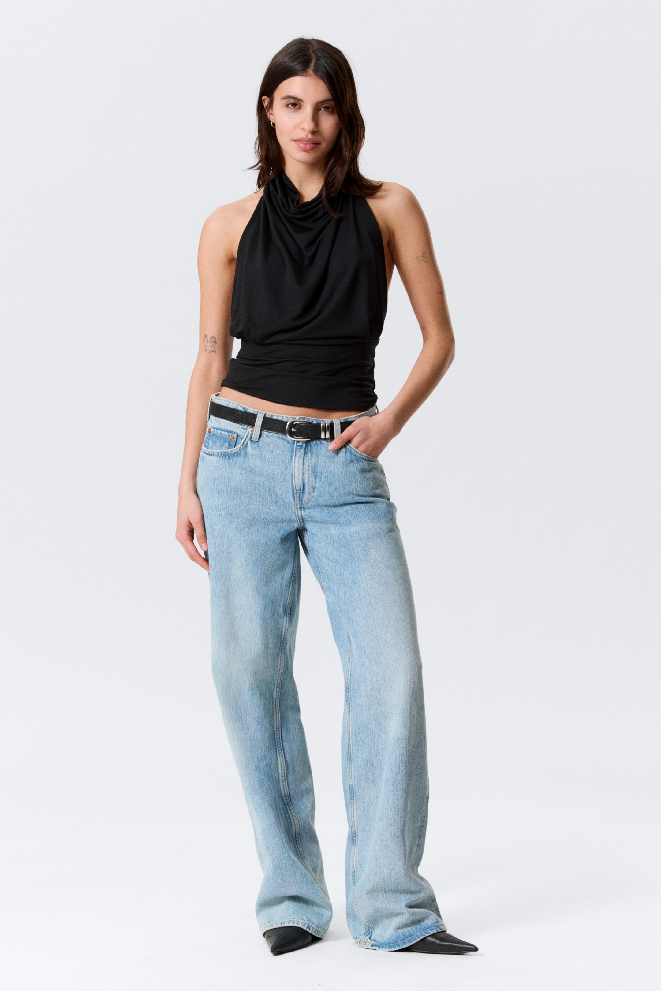 Black - Draped Halter Top - 2