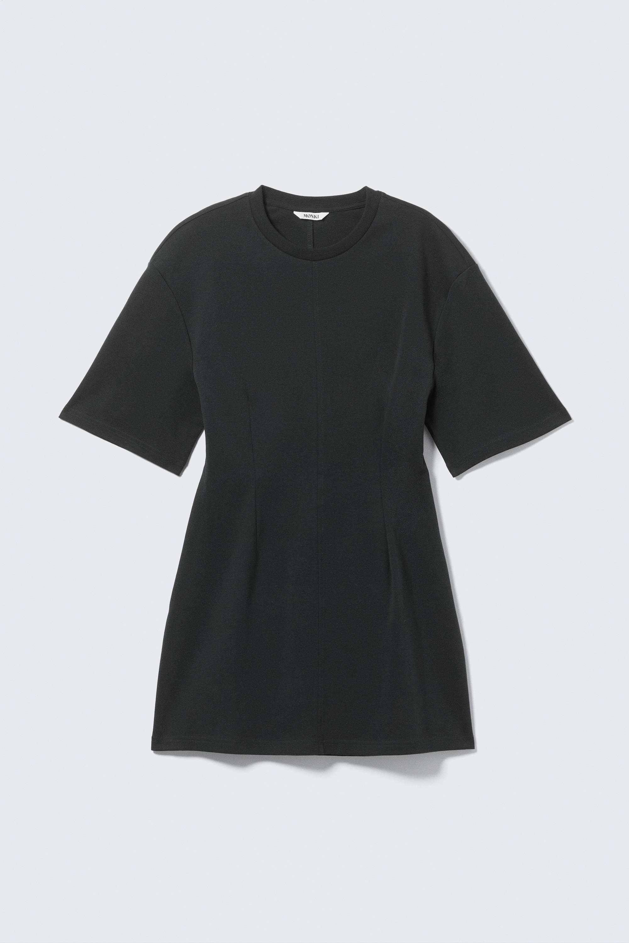 Rochie mini din bumbac cu mâneci scurte - Negru/Alb