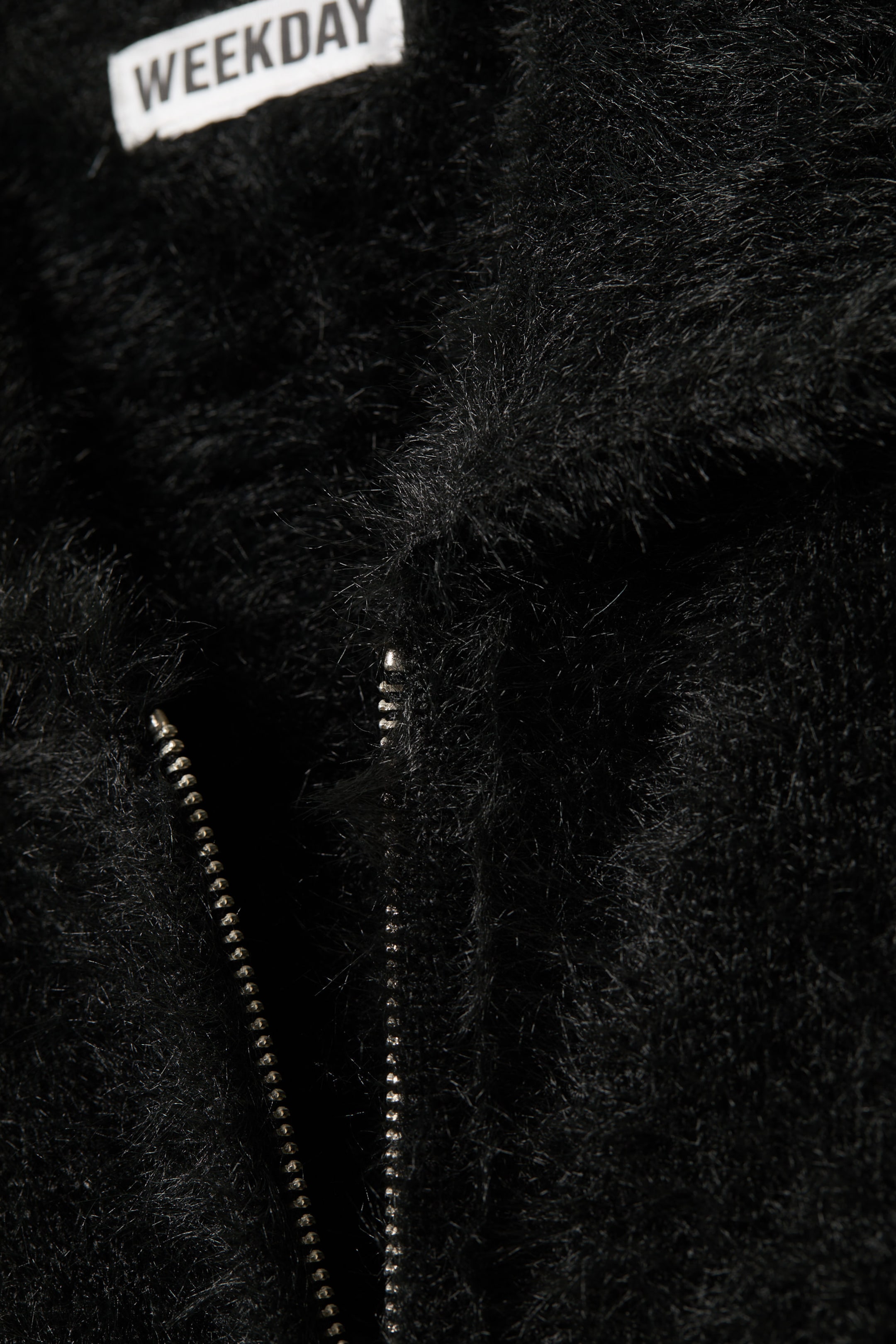 Black - Hairy Knitted Zip Cardigan - 6