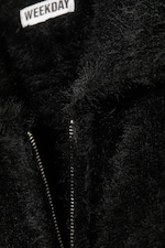 Black - Hairy Knitted Zip Cardigan - 6